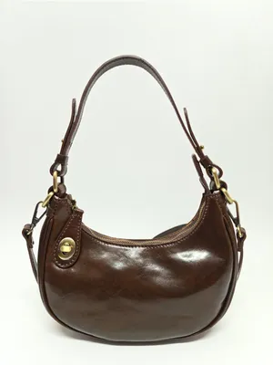 Produktbild von Damen-Schultertasche aus echtem Rindsleder mit Reißverschluss und abnehmbarem Riemen Camel-Tan UNICA 25x18x8 cm 5589-Cognac
