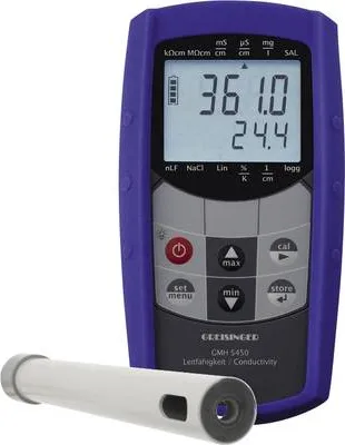 Zdjęcie produktu dla Zestaw mierników Greisinger GMH 5450-425 Miernik przewodności, zasolenia, rozpuszczonych cząstek (TDS), temperatury (603921)