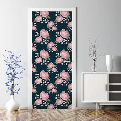 Produktbild von Dekorative Türtapete selbstklebend Klebefolie Türposter Türaufkleber Rosa Blumen 77 x 200 cm