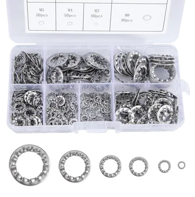 Produktbild von Sicherungsscheiben Innenzahn Unterlegscheiben Edelstahl M3-M12 270 Stück Sortiment Set