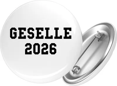 Produktbild von Huuraa Button Geselle 2026 Ausbildung 25mm rund mit Sicherheitsnadel Ansteckbutton Geschenkidee