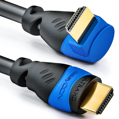 Produktbild von deleyCON 1m HDMI 90° Winkel Kabel UHD 4K HDR eARC - Schwarz