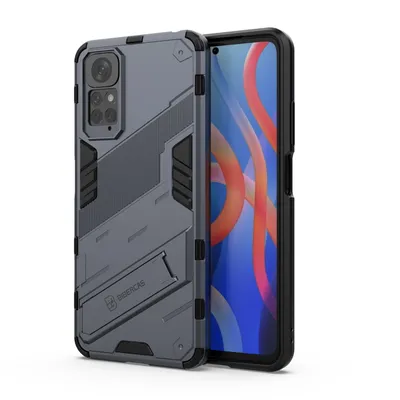 Productafbeelding van Beschermhoes voor Xiaomi Redmi Note 11, hoesje, bumper, etui met standfunctie, kleur: grijs