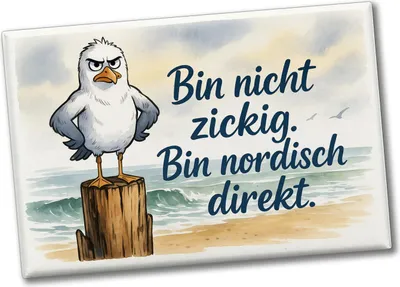 Produktbild von Möwe am Strand Souvenir Souvenir Magnet mit nordischem Humor
