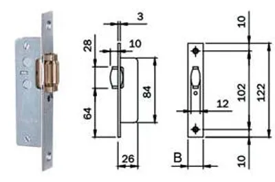 Zdjęcie produktu dla Zamek do montażu w ościeżnicach, tylko rolkowy 764 – front 16 mm (764001)