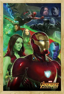 Produktbild von Avengers - Infinity War - Poster - Iron Man + Wechselrahmen, Shinsuke® Maxi MDF Buche, Acryl-Scheibe