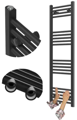 Obrázok produktu pre Granitan - Kúpeľňový radiátor - Rebríkový radiátor 130x40 cm - Radiátor čierny - 440 W - RAVEN