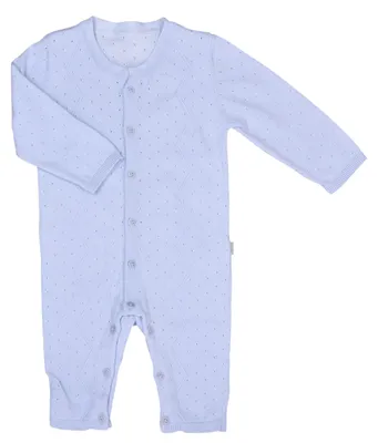 Image de Grenouillère bébé tricotée en Coton T - 9-12 mois - 74 cm - Bleu | par Kitikate