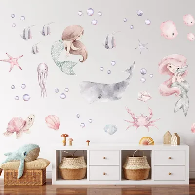 Produktbild von Wandsticker Set mit Meerjungfrauen für Kinderzimmer