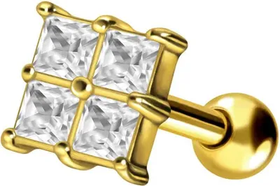 Produktbild von Ohrpiercing Titan Ohrpiercing EINGEFASSTES KRISTALLQUADRAT