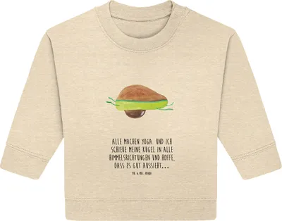 Produktbild von Mr. & Mrs. Panda Organic Baby Pullover Avocado Yoga 12. - 18. Monat - Natural Raw - Geschenk, Hilfe, Unsportlich, Bauch, Haha, Bullover, Humor