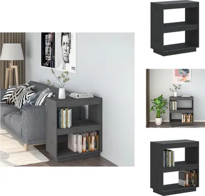 Zdjęcie produktu dla vidaXL Półka na książki szara 60x35x71 cm lite drewno sosnowe - Półki na książki i regały