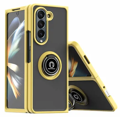 Produktbild von Für Samsung Galaxy Z Fold5 5G TPU / PC Design Ring Magnet Cover Handy Tasche Hülle Gelb Etuis