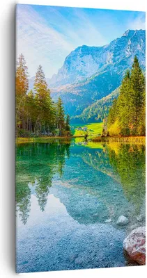 Produktbild von Bild auf Leinwand - Leinwandbild - Einteilig - Landschaft Berge Morgendämmerung - 65x120cm - Wand Bild - Wanddeko - Wandbilder - Leinwanddruck - Bilder - Wanddekoration - Leinwand bilder PA65x120-4456