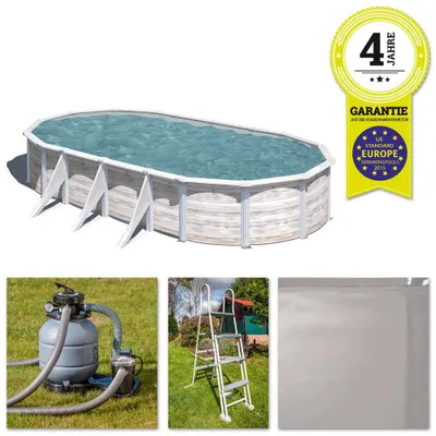Produktbild von GRE Ovaler Stahlwandpool mit Nordicoptik 730 x 375 x 120 cm KIT730N