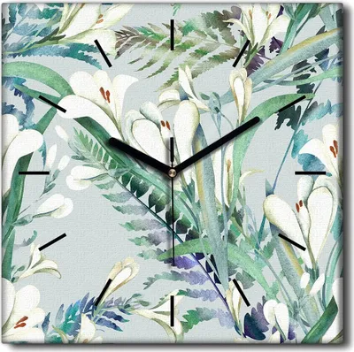 Produktbild von Coloray Uhr auf Leinwand 30x30 cm Wand Uhr Dekoration Wohnzimmer Segeltuch schwarze Hände -Kunst Krosmienblumen