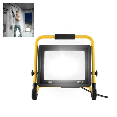 Obrázok produktu pre NAIZY stavebný reflektor LED staveniskový reflektor Stavebná lampa Prenosné pracovné svetlo vrátane stojana a sieťového kábla Vodotesné IP66 pre garáž, záhradu, stavenisko (100 W studená biela)