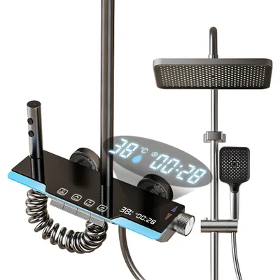 Produktbild von Duschsystem mit Thermostat, Duschpaneel, Luxus-Regendusche, 3-in-1 Bad- & Duscharmaturen