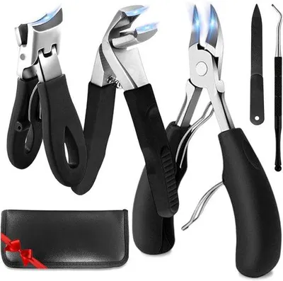 Produktbild von Professionelles 5-teiliges Nagelpflege-Set aus Edelstahl für dicke und eingewachsene Nägel – scharfe Maniküre- und Pediküreschere, Nagelzange