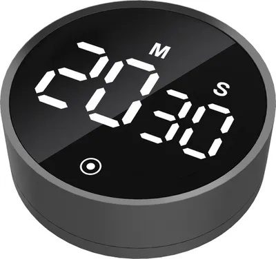 Obrázek produktu pro Odpočítávací časomíra Magnetické odpočítávání a přičítání Digitální kalkulagraf Nastavitelná hlasitost a jas Velký LED displej Nastavení otáčení s funkcí stopek Režim ztišení pro učení vaření v kuchyni