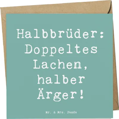 Produktbild von Mr. & Mrs. Panda Klappkarte Spruch Halbbruder Lachen - Meeresbrise - Geschenk, Ärger, Familie, Grußkarte, Verbundenheit, Glückwunschkarte, Freude, faltkarte, Verwandte