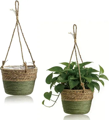 Produktbild von Blumenhänger aus handgewebtem Seegras, 20 cm, 2 Stück, für Innen und Außen