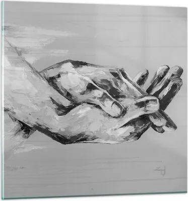 Produktbild von Bilder auf glas - Einteilig - Handschriftlich Hände Schwarzweiß - 60x60cm - Glasbilder - Wandbilder - Bilder - Wanddekoration aus Glas - Glas Bilder - Wandbild auf Glas - GAC60x60-4566