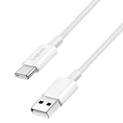 Zdjęcie produktu dla LogiLink CU0321, 1 m, USB A, USB C, USB 2.0, 0,48 Gbit/s, Biały