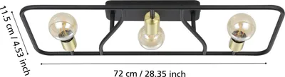 Image de Eglo 900367 MESSINARO E27 triple plafonnier 720x280mm noir laiton brossé