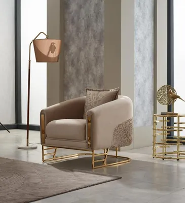 Immagine prodotto di Poltrona monoposto poltrona imbottita in tessuto beige poltrona soggiorno