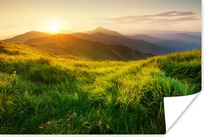 Produktbild von MuchoWow® Poster Gras - Hügel - Sonne - Natur - Landschaft 30x20 cm - Plakate - Print