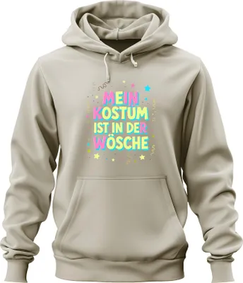 Produktbild von MEIN KOSTÜM IST IN DER WÖSCHE Karneval Fasching Halloween Lustig Uni Hoodie Kapuzenpullover, Natur, S