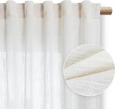 Zdjęcie produktu dla Zasłona do salonu VALETA len 140x270 na taśmie kremowa Restilo