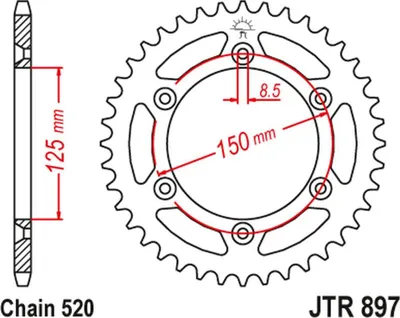 Imagen del producto de JT, piñón intermedio, modelo 899, 51 dientes, aluminio Racelite, para KTM SX/EXC/LC4 (1991-2021), (referencia 89951JTA), compatible con cadena 520, color azul
