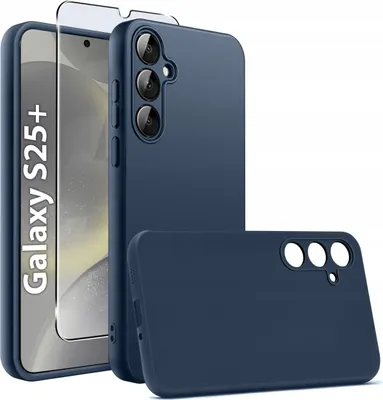 Immagine prodotto di Etui do Samsung S25+ Plus CASE Gumowe GRANATOWE Matowe Silikon Slim +SZKŁO