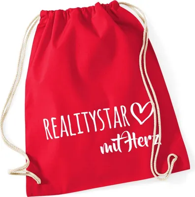 Produktbild von Huuraa Turnbeutel Ralitystar mit Herz 12 Liter Classic Red Baumwolle Rucksack Geschenkidee