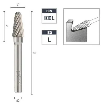 Image de Fraise Rotative HM Tige Cylindrique Forme Bout Arrondi - Inox D. 12 x Lt. 70 x Lu. 25 x Q. 6 mm - Diamwood