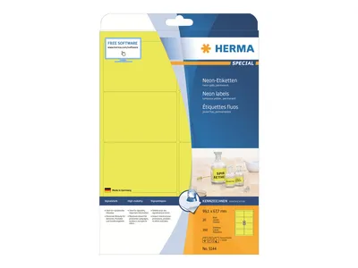 Image de Étiquettes HERMA A4 jaune fluo 99,1 x 67,7 mm, mates, 160 pièces