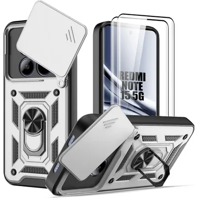 Image de Coque + 2 Verres Trempés pour Xiaomi Redmi Note 15 5G/4G, avec Protection Caméra - Argenté