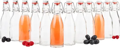 Obrázek produktu pro 12x otočná vrchní láhev 200ml pivní láhev kulaté skleněné láhve džus pivo pálenka likér ocet olej drátěný závěs