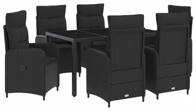 Immagine prodotto di Set da pranzo per esterni 7 pcs Nero 150 x 90 x 75 cm