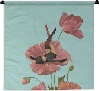 Produktbild von MuchoWow® Wandteppich Wandbehang Träume - Vintage - Frauen 150x150 cm Tapisserie Dekoration Wandtuch - Wohnaccessoires - Modernes