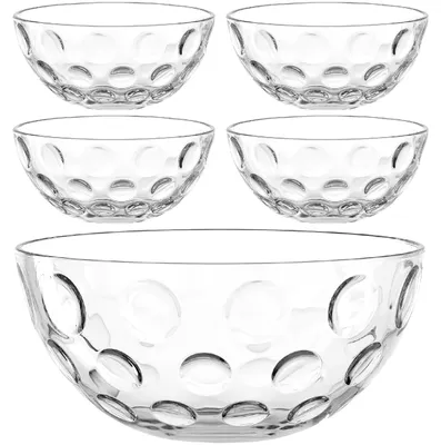 5-teiliges Glasschalen-Set, strukturiert, transparent, stapelbar