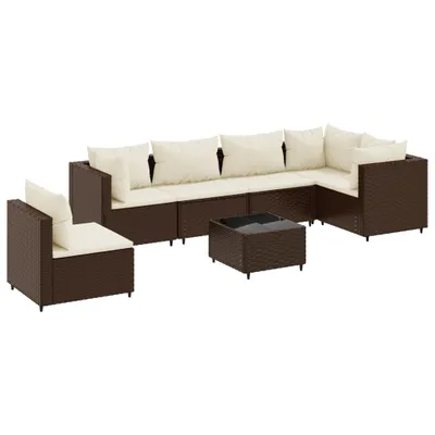 Produktbild von vidaXL 7-tlg. Garten-Lounge-Set mit Kissen Braun Poly Rattan
