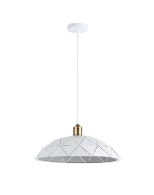 Produktbild von MasterLED Pendelleuchte Dalia Ø38cm E27 Weiß Messing – Retro Hängelampe aus Metall für Esstisch, Wohnzimmer & Küche
