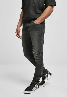 Image de Jean pour homme Urban Classics Slim Fit Zip Jeans, délavé noir - 30/32