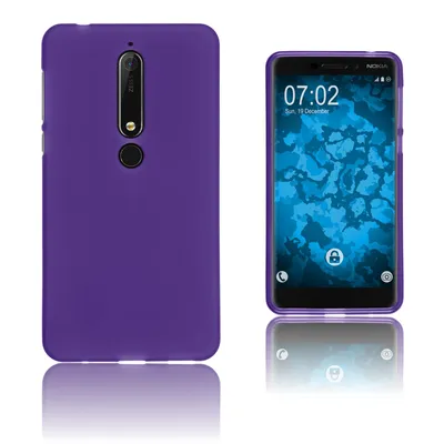 Produktbild von PhoneNatic Case kompatibel mit Nokia 6.1 (2018) - lila Silikon Hülle matt Cover