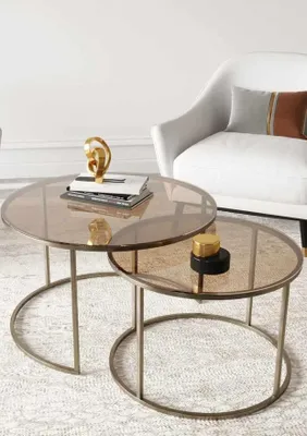 Produktbild von Skye Decor, Hochwertiges Nesting-Tischset (3 Teile) - Saphir-Eiche, 100% Melamin