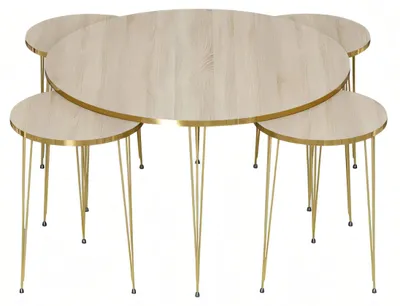 Image de Eleganter schwarzer Holz-Couchtisch mit Beistelltischen im modernen