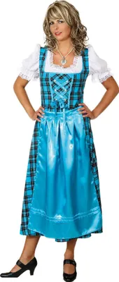 Produktbild von O9352-36 türkis-kariert Damen Trachten Kleid Dirndl Gr.36